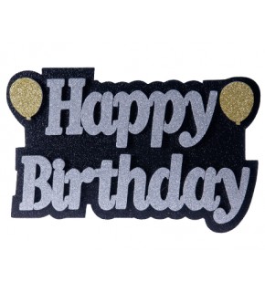 Kika Strafor Süs Happy Birthday Balonlu Gümüş