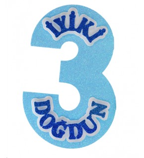 Kika Strafor Süs İyi ki Doğdun 3 Mavi