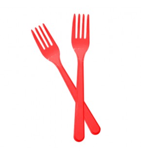 Kika Tek Kullanımlık Plastik Çatal 24 Lü -Kırmızı-