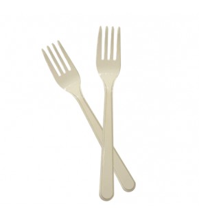 Kika Tek Kullanımlık Plastik Çatal 24 Lü -Krem-