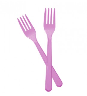 Kika Tek Kullanımlık Plastik Çatal 24 Lü -Pembe-