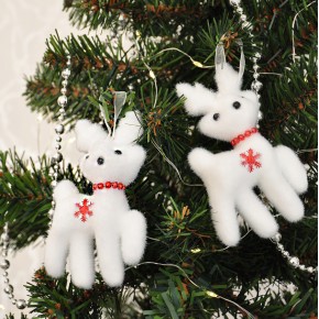 Kika Yılbaşı Ağaç Süsü Simli Beyaz Geyik 2li