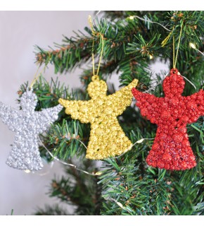 Kika Yılbaşı Ağaç Süsü Simli Melek 3lü 2006781-10