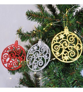 Kika Yılbaşı Ağaç Süsü Simli Yuvarlak3lü 2006781-4