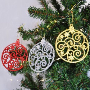 Kika Yılbaşı Ağaç Süsü Simli Yuvarlak3lü 2006781-4