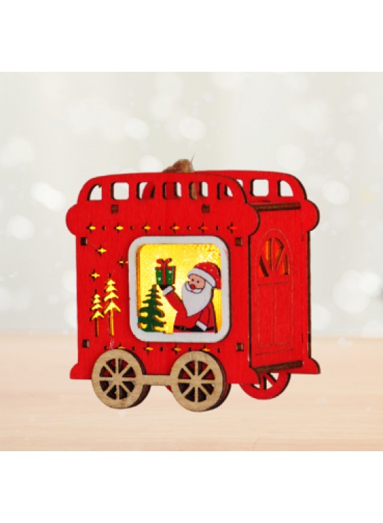 Kika Yılbaşı Dekoru -Ahşap Işıklı Tren- 2006792-6