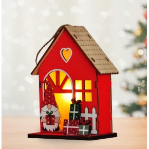 Kika Yılbaşı Dekoru -Ahşap Işıklı Yılbaşı Evi-