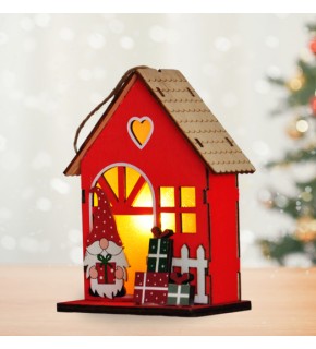 Kika Yılbaşı Dekoru -Ahşap Işıklı Yılbaşı Evi-