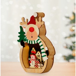 Kika Yılbaşı Dekoru -Ahşap Işıklı Yılbaşı Geyik-