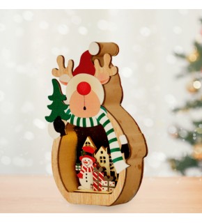 Kika Yılbaşı Dekoru -Ahşap Işıklı Yılbaşı Geyik-