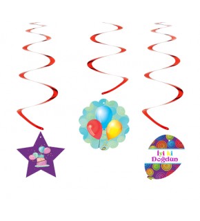 Kikajopy SW04 İyiki Doğdun Balonlu Sarkıt Süs 6 Lı