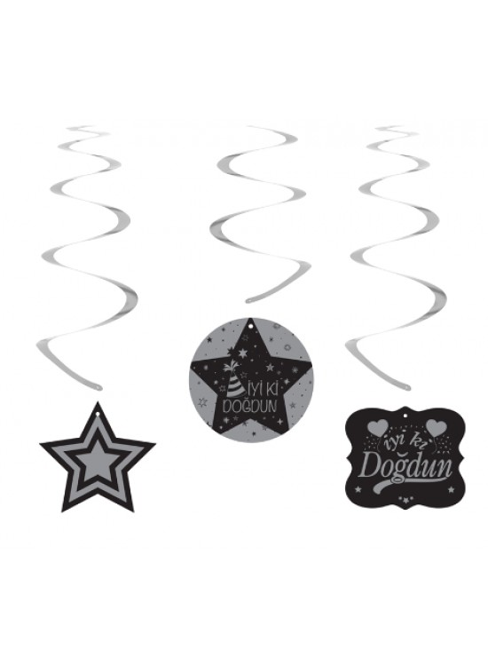 Kikajopy SW13 İyi ki Doğdun Gümüş Siyah Sarkıt Süs Kikajopy SW13 İyi ki Doğdun Gümüş Siyah Sarkıt Süs