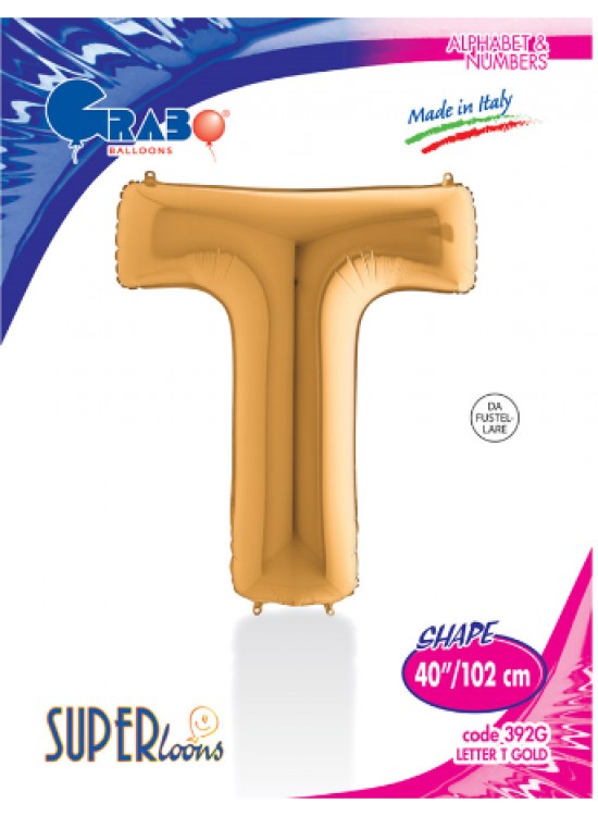Kikajoy Harf Folyo Balon 40" Altın -T- Kikajoy Harf Folyo Balon 40" Altın -T-