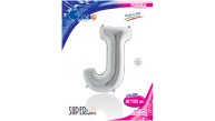 Kikajoy Harf Folyo Balon 40" Gümüş -J- Kikajoy Harf Folyo Balon 40" Gümüş -J-