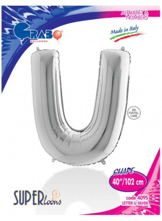 Kikajoy Harf Folyo Balon 40" Gümüş -U- Kikajoy Harf Folyo Balon 40" Gümüş -U-