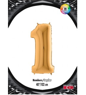 Kikajoy Rakam Folyo Balon 40" Altın -1-