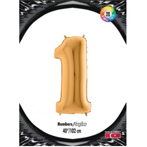Kikajoy Rakam Folyo Balon 40" Altın -1-