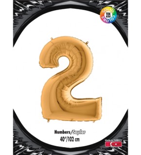 Kikajoy Rakam Folyo Balon 40" Altın -2-
