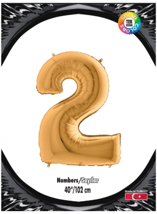 Kikajoy Rakam Folyo Balon 40" Altın -2-