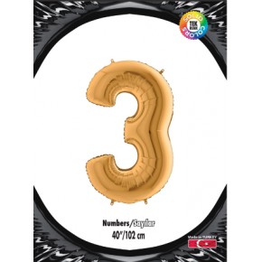 Kikajoy Rakam Folyo Balon 40" Altın -3-