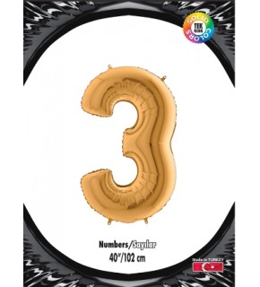 Kikajoy Rakam Folyo Balon 40" Altın -3-