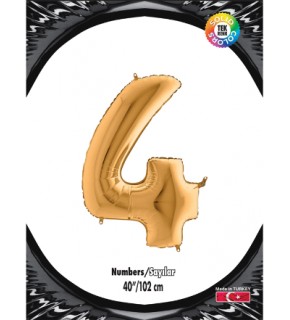 Kikajoy Rakam Folyo Balon 40" Altın -4-