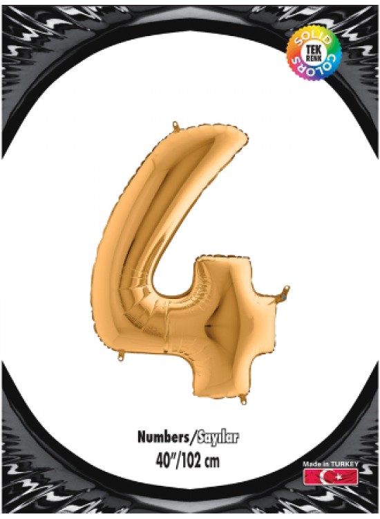 Kikajoy Rakam Folyo Balon 40" Altın -4- Kikajoy Rakam Folyo Balon 40" Altın -4-
