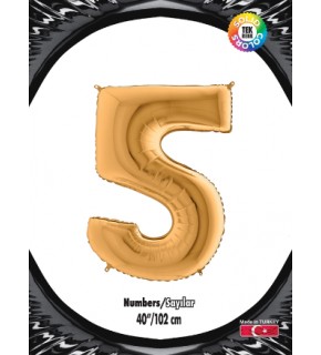 Kikajoy Rakam Folyo Balon 40" Altın -5-
