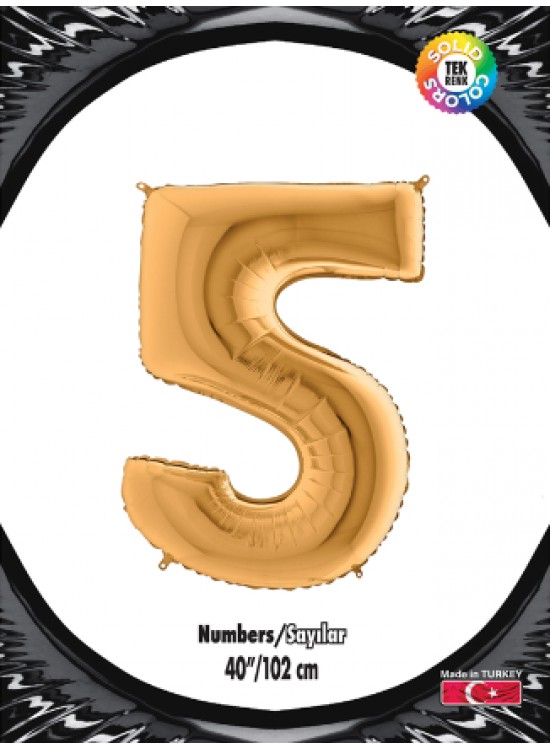 Kikajoy Rakam Folyo Balon 40" Altın -5-