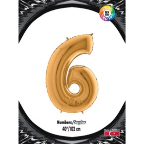 Kikajoy Rakam Folyo Balon 40" Altın -6-