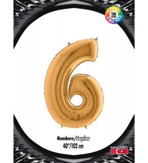 Kikajoy Rakam Folyo Balon 40" Altın -6-