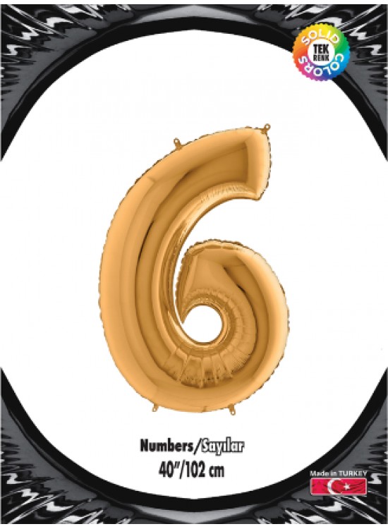 Kikajoy Rakam Folyo Balon 40" Altın -6- Kikajoy Rakam Folyo Balon 40" Altın -6-