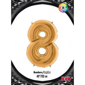 Kikajoy Rakam Folyo Balon 40" Altın -8-