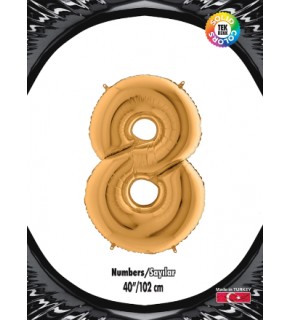 Kikajoy Rakam Folyo Balon 40" Altın -8-