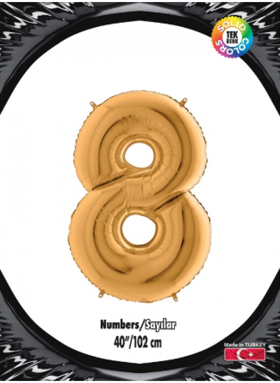Kikajoy Rakam Folyo Balon 40" Altın -8-
