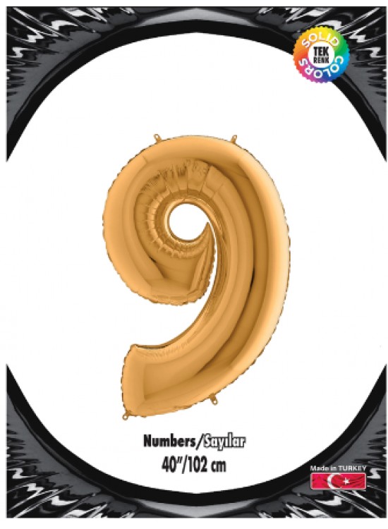 Kikajoy Rakam Folyo Balon 40" Altın -9-