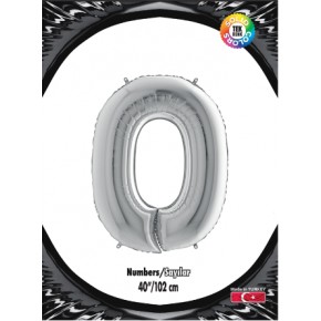 Kikajoy Rakam Folyo Balon 40" Gümüş -0-