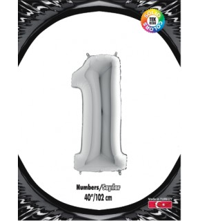 Kikajoy Rakam Folyo Balon 40" Gümüş -1-