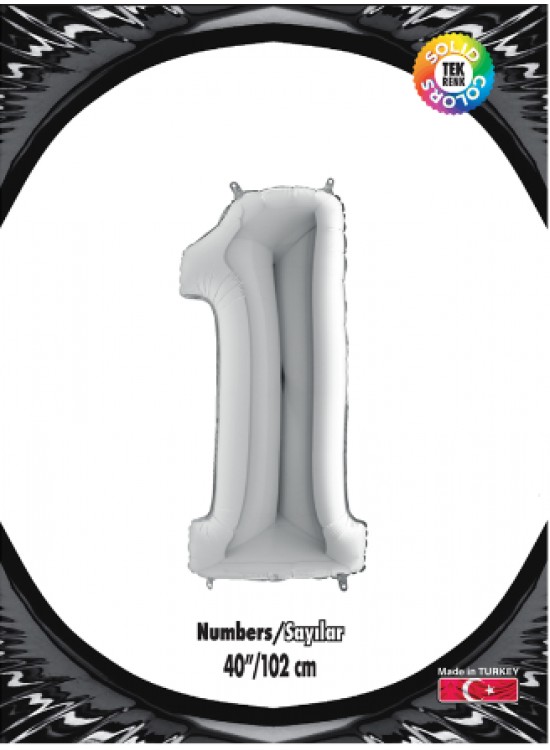 Kikajoy Rakam Folyo Balon 40" Gümüş -1- Kikajoy Rakam Folyo Balon 40" Gümüş -1-
