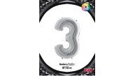 Kikajoy Rakam Folyo Balon 40" Gümüş -3-