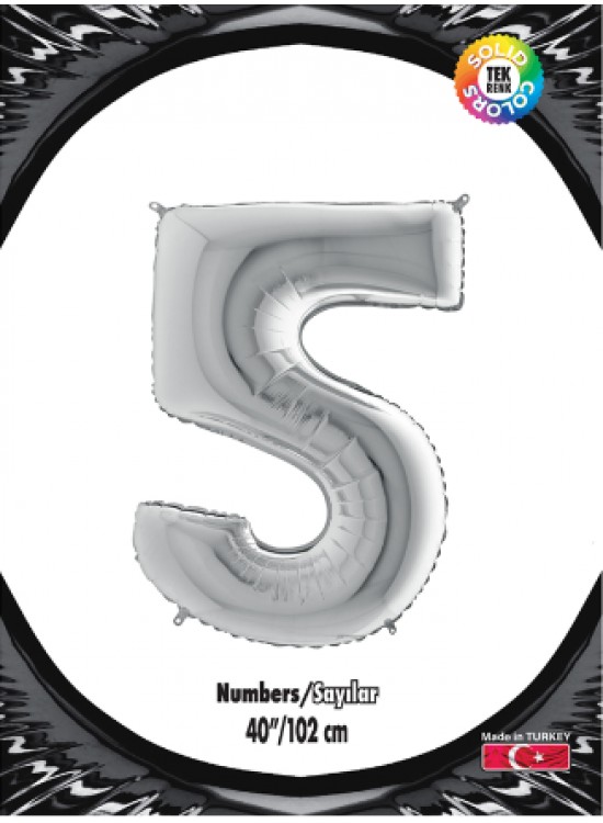 Kikajoy Rakam Folyo Balon 40" Gümüş -5- Kikajoy Rakam Folyo Balon 40" Gümüş -5-