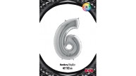 Kikajoy Rakam Folyo Balon 40" Gümüş -6-
