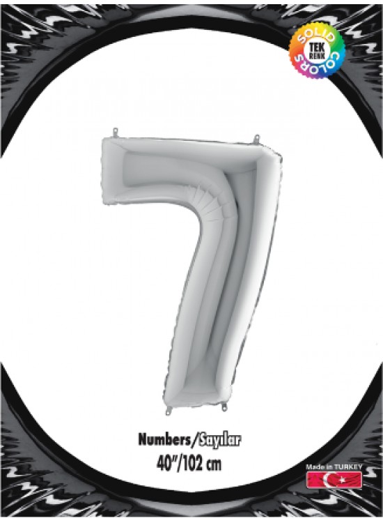 Kikajoy Rakam Folyo Balon 40" Gümüş -7- Kikajoy Rakam Folyo Balon 40" Gümüş -7-