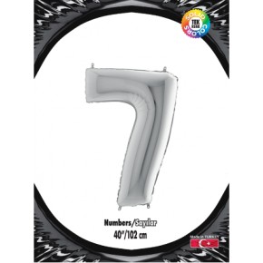 Kikajoy Rakam Folyo Balon 40" Gümüş -7-