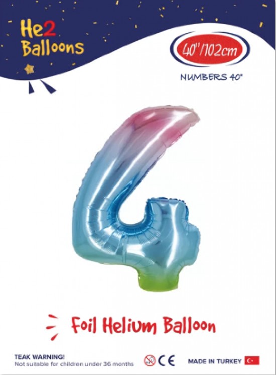 Kikajoy Rakam Folyo Balon 40" Rainbow -4- Kikajoy Rakam Folyo Balon 40" Rainbow -4-
