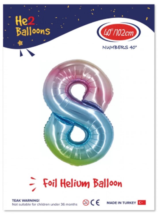 Kikajoy Rakam Folyo Balon 40" Rainbow -8- Kikajoy Rakam Folyo Balon 40" Rainbow -8-
