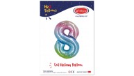 Kikajoy Rakam Folyo Balon 40" Rainbow -8- Kikajoy Rakam Folyo Balon 40" Rainbow -8-