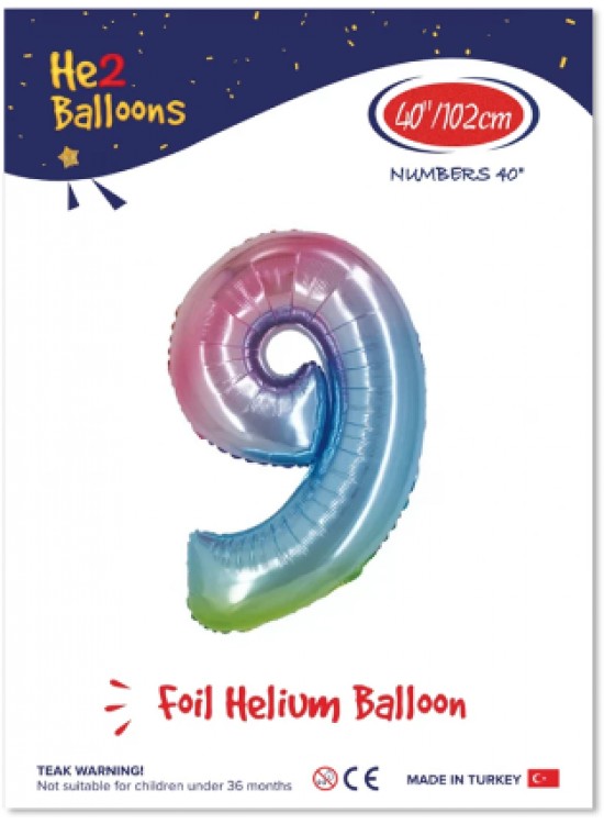 Kikajoy Rakam Folyo Balon 40" Rainbow -9- Kikajoy Rakam Folyo Balon 40" Rainbow -9-