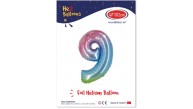 Kikajoy Rakam Folyo Balon 40" Rainbow -9- Kikajoy Rakam Folyo Balon 40" Rainbow -9-