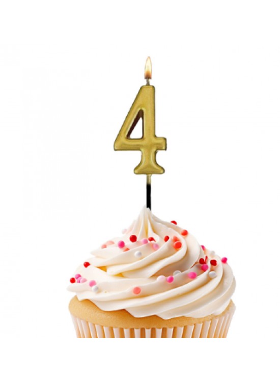 Kikajoy Rakam Mum 7cm Altın 4 Kikajoy Rakam Mum 7cm Altın 4